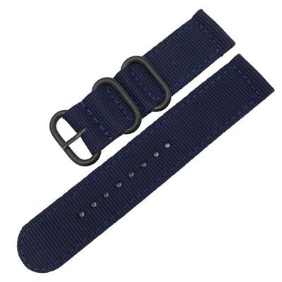 Wasbaar nylon canvas horlogeband band breedte: 20mm (donkerblauw met zwarte ring gesp)
