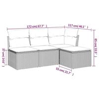 4-delige Loungeset met kussens poly rattan bruin - thumbnail