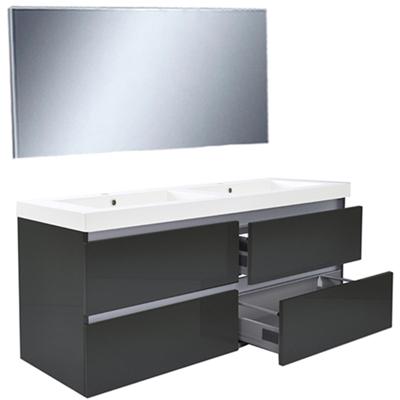 Wiesbaden Vision Badkamermeubelset met Spiegel - 120 cm - Hoogglans Grijs