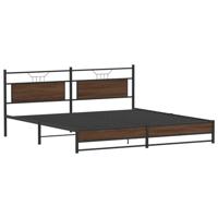 Bedframe zonder matras metaal bruin eikenkleurig 200x200 cm - thumbnail