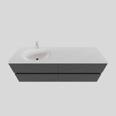 Badkamermeubel Solid Surface AQS Stockholm 150x46 cm Links Mat Antraciet 4 Laden Boss & Wessing