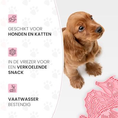 Eat Slow Live Longer Likmat zeepaardje - 22 x 16,5 cm - snuffelmat - anti-snuffelmat - slow feeder - honden en katten - 100% siliconen - met zuignappen - vaatwasmachinebestendig - blauw