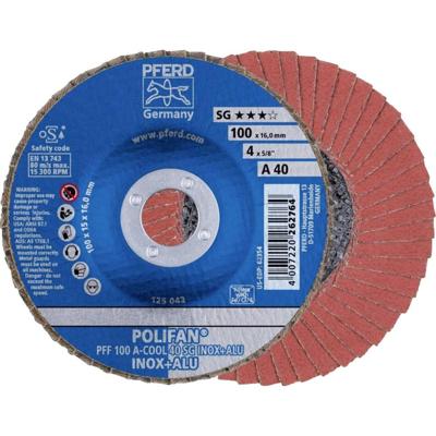 PFERD TOOLS 67654100 PFF 100 A-COOL 40 SG INOX+ALU/16,0 Lamellenschijf Diameter 100 mm Boordiameter 16 mm Korrelgrootte (num) 40 Aluminium, Non-ferrometaal,