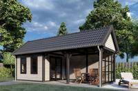 Trendhout Zadeldak XL overkapping 885x380 cm Lariks/Douglas blank- Zadeldak- Hout- Trendhout - thumbnail