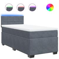Boxspring met matras fluweel donkergrijs 80x200 cm - thumbnail