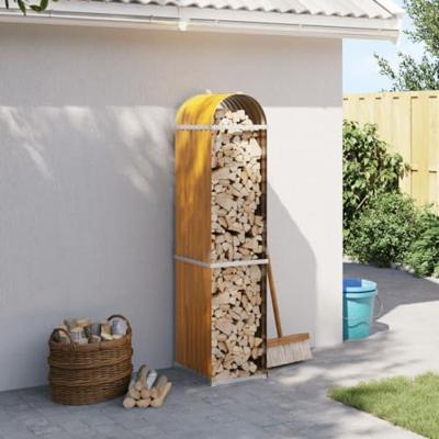 VidaXL Haardhoutopslag 40x45x170 cm gegalvaniseerd staal houtlook VidaXL Haardhoutopslag 40x45x170 cm gegalvaniseerd staal houtlook