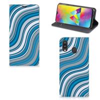 Samsung Galaxy M20 | Hoesje met Magneet | Waves Blue - thumbnail