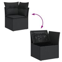 8-delige Loungeset met kussens poly rattan zwart - thumbnail