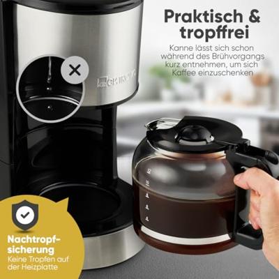Clatronic KA 3808 Koffiezetapparaat RVS Capaciteit koppen: 12 Warmhoudfunctie, Glazen kan Clatronic KA 3808 Koffiezetapparaat RVS Capaciteit koppen: 12 Warmhoudfunctie, Glazen kan