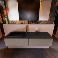 Badkamermeubelset Mondiaz Erin 150 cm met 2 Lades met RIDGE Wastafel Links Urban met 1 kraangat Greeploos Mat Smoke - thumbnail