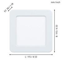 Eglo Vierkante downlighter Fueva 5 5,5cm - 3000K 11cm wit 99162 - thumbnail