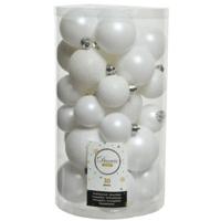 Decoris kerstballen set Plastic 30st winterwit 4-5-6cm - thumbnail
