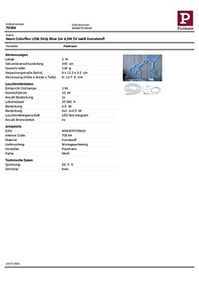 Paulmann 70564 LED-strip Met connector (male) 5 V 1 m Blauw 1 stuk(s)