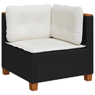 6-delige Loungeset met kussens poly rattan zwart - thumbnail