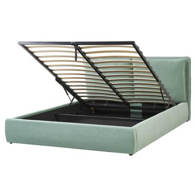 Beliani-BAJONNA-Bed met opbergruimte-Groen-160 x 200 cm-Fluweel