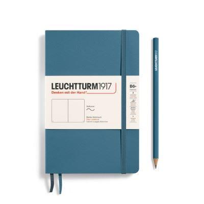 Leuchtturm Stone Blue, Softcover, Paperback (B6+), 123 p., plain