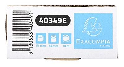 Exacompta thermische rekenrol ft 57 mm, diameter 40 mm, asgat 12 mm, lengte 18 meter, pak van 10 rol Exacompta thermische rekenrol ft 57 mm, diameter 40 mm, asgat 12 mm, lengte 18 meter, pak van 10 rol