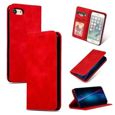 Retro huid voelen Business magnetische horizontale Flip lederen case voor iPhone 8/7 (rood)