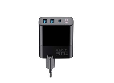 Havit UCLE001 EU - GaN lader met drie poorten 30 W, zwart