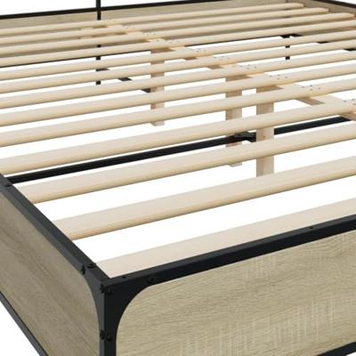 Bedframe bewerkt hout metaal sonoma eikenkleurig 200x200 cm