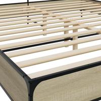 Bedframe bewerkt hout metaal sonoma eikenkleurig 200x200 cm - thumbnail