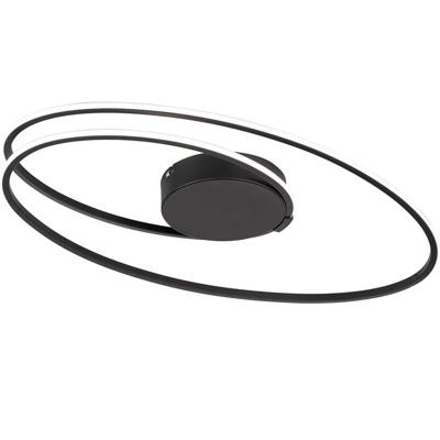 Ringen LED Plafonniere 60 cm - Plafondlamp 3 staps dimbaar - Warm wit licht - Zwart