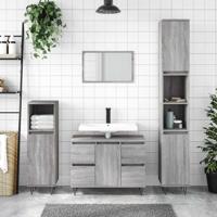 Badkamerkast 80x33x60 cm bewerkt hout grijs sonoma eikenkleurig - thumbnail