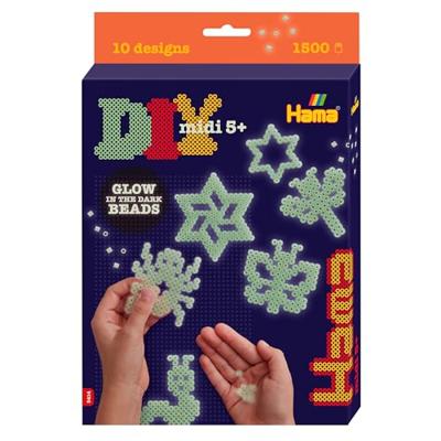 Hama strijkkralenset - glow in the dark, 1500st.