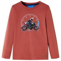 Kindershirt met lange mouwen motorprint 92 hennakleurig - thumbnail