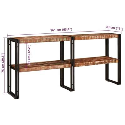 Wandtafel Multikleur 160 x 33 x 75 cm massief gerecycled hout