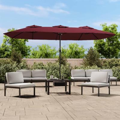 VidaXL Parasol dubbel dak met led 449x265 cm bordeauxrood
