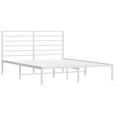 Bedframe met hoofdbord metaal wit 150x200 cm