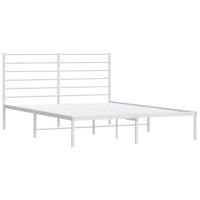 Bedframe met hoofdbord metaal wit 160x200 cm - thumbnail
