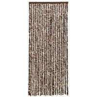 VidaXL Vliegengordijn 56x185 cm chenille bruin en wit - thumbnail