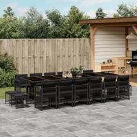 17-delige Tuinset met kussens poly rattan zwart - thumbnail