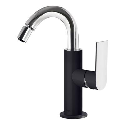 Bidetmengkraan Tres Loft Colors 1-Hendel Bidet Uitloop Gebogen 16,5 cm Rond Zwart Chroom