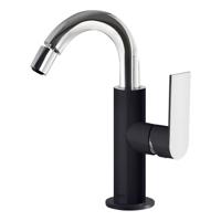 Bidetmengkraan Tres Loft Colors 1-Hendel Bidet Uitloop Gebogen 16,5 cm Rond Zwart Chroom - thumbnail