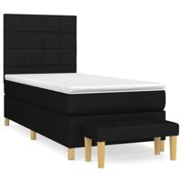 Boxspring met matras stof zwart 90x200 cm - thumbnail