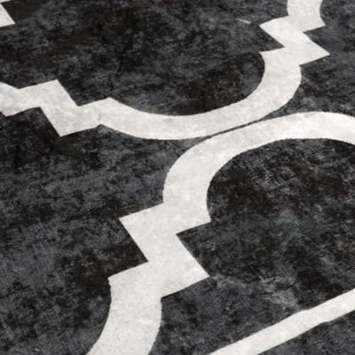 VidaXL Vloerkleed wasbaar anti-slip ø 120 cm zwart en wit VidaXL Vloerkleed wasbaar anti-slip ø 120 cm zwart en wit