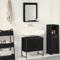Badkamermeubelset Wandgemonteerd 2 pcs Zwart Bewerkt hout - thumbnail