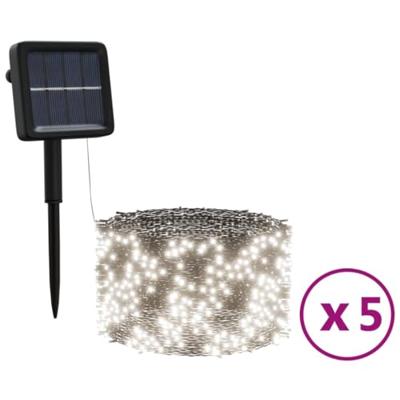 VidaXL 5 st lichtslinger met 200 led's solar binnen/buiten koudwit