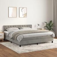 Boxspring met matras fluweel lichtgrijs 160x200 cm - thumbnail