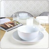 OTIX Diepe borden Soepborden Set van 6 stuks 21cm Wit met Gouden ra... - thumbnail