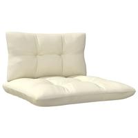 Tuinmiddenbank met crmekleurige kussens massief grenenhout - thumbnail