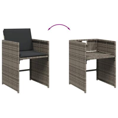 5-delige Tuinset met kussens poly rattan grijs - thumbnail