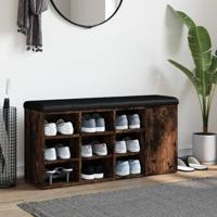 Schoenenbank 102x32x50 cm bewerkt hout gerookt eikenkleurig - thumbnail