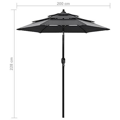 VidaXL Parasol 3-laags met aluminium paal 2 m antracietkleurig
