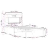 Bedframe zonder matras bewerkt hout bruin eikenkleur 75x190 cm - thumbnail