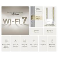 Mercury TP-Link ME25BE WiFi Repeater BE3600Mbps, 1 Gigabit Ethernet-poort, krachtige wifi-repeater voor thuis, wifi-extender, compatibel met alle internetboxen, 2 externe antennes, RE/AP-modus - thumbnail