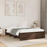 Bedframe bewerkt hout bruin eikenkleur 135x190 cm - thumbnail